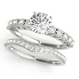Silver Single Row Engagement Ring Prong Set