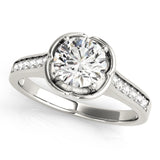 Silver Single Row Engagement Ring Prong Set