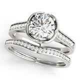 Silver Single Row Engagement Ring Prong Set