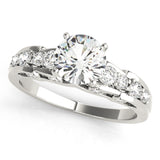 Silver Single Row Engagement Ring Prong Set