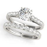 Silver Single Row Engagement Ring Prong Set