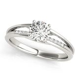 Silver Single Row Engagement Ring Prong Set