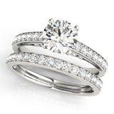 Silver Single Row Engagement Ring Prong Set