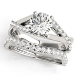 Silver Single Row Engagement Ring Prong Set