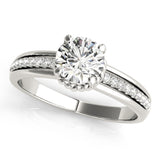 Silver Single Row Engagement Ring Prong Set