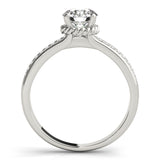 Silver Single Row Engagement Ring Prong Set