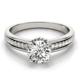 Silver Single Row Engagement Ring Prong Set