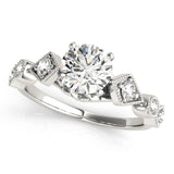Silver Single Row Engagement Ring Prong Set