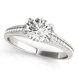 Silver Single Row Engagement Ring Prong Set