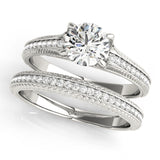 Silver Single Row Engagement Ring Prong Set