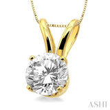 1/2 Ctw Round Cut Diamond Solitaire Pendant in 14K Yellow Gold with chain