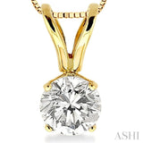 1/2 Ctw Round Cut Diamond Solitaire Pendant in 14K Yellow Gold with chain