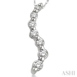 1/10 Ctw Swirl Journey Diamond Pendant in 14K White Gold with Chain