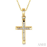 1/10 ctw Single Cut Diamond Cross Pendant in 10K Yellow Gold with Chain