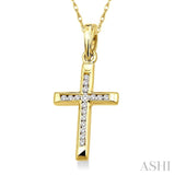 1/10 ctw Single Cut Diamond Cross Pendant in 10K Yellow Gold with Chain
