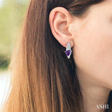 6x6 MM Trillion Cut Amethyst and 1/20 ctw Single Cut Diamond Earrings in 10K White Gold