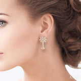 1/4 ctw Round Cut Diamond Palm Tree Earrings in 14K Rose Gold