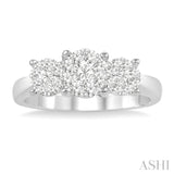 1 ctw Triple Circle Round Cut Lovebright Diamond Ring in 14K White Gold