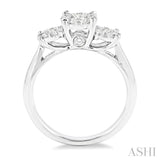 1 ctw Triple Circle Round Cut Lovebright Diamond Ring in 14K White Gold