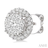 3/4 ctw Lovebright Round Cut Diamond Earrings in 14K White Gold