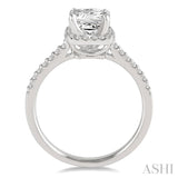 1/2 ctw Diamond Engagement Ring with 1/4 ct Princess Cut Center Stone in 14K White Gold