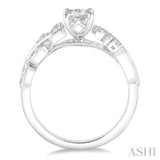 1/3 ctw Diamond Engagement Ring with 1/5 ct Princess Cut Center Stone in 14K White Gold