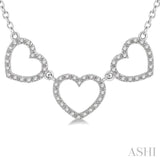 1/6 ctw Triple Heart Round Cut Diamond Necklace in 10K White Gold