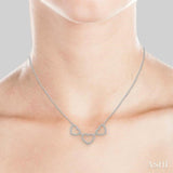1/6 ctw Triple Heart Round Cut Diamond Necklace in 10K White Gold