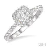 1/3 ctw Round Diamond Lovebright Halo Engagement Ring in 14K White and Yellow Gold
