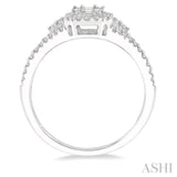 1/2 ctw Filled Octagonal Center Round Cut and Baguette Fusion Diamond Ring in 14K White Gold