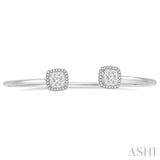 3/4 ctw Cushion Shape Lovebright Open Cuff Diamond Bangle in 14K White Gold