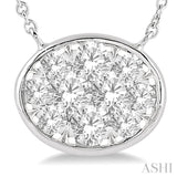 1/2 ctw Oval Shape Lovebright Diamond Pendant With Chain in 14K White Gold