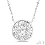 3/4 ctw Round Shape Lovebright Diamond Pendant With Chain in 14K White Gold