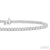 2 ctw Square Shape Round Cut Diamond Tennis Bracelet in 14K White Gold
