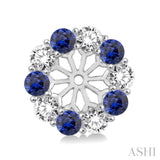 2.3 MM Round Cut Sapphire and 1/2 ctw Round Cut Diamond Precious Earrings Jacket in 14K White Gold