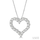 3/4 ctw Heart Shape Round Cut Diamond Pendant With Chain in 14K White Gold