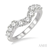 1 ctw U-Drop Round Cut Diamond Wedding Band in 14K White Gold