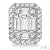 1 ctw Octagonal Baguette & Round Cut Diamond Stud Earrings in 14K White Gold