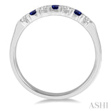 2.3 MM Sapphire and 1/5 ctw Round Cut Diamond Precious Wedding Band in 14K White Gold