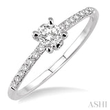 1/3 ctw Diamond Engagement Ring with 1/5 ct Round Cut Center Stone in 14K White Gold