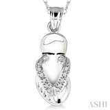 1/20 ctw Single Cut Diamond Flip Flop Pendant in 14K White Gold with Chain