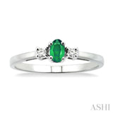 5x3 MM Oval Cut Emerald and 1/20 ctw Round Cut Diamond Ring in 10K White Gold