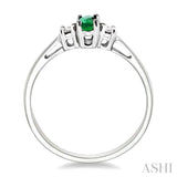 5x3 MM Oval Cut Emerald and 1/20 ctw Round Cut Diamond Ring in 10K White Gold