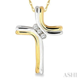 1/8 ctw Diamond Cross Pendant in 14K Yellow Gold with Chain