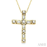 1/10 ctw Diamond Cross Pendant in 10K Yellow Gold with Chain