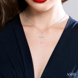 1/20 ctw Single Cut Diamond Cross Pendant in Sterling Silver with Chain