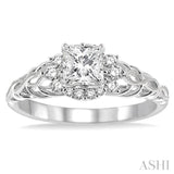 1/2 ctw Diamond Engagement Ring with 1/4 ct Princess Cut Center Stone in 14K White Gold
