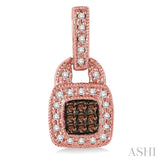1/3 ctw Round Cut White and Champagne Brown Diamond Earrings in 10K Rose Gold