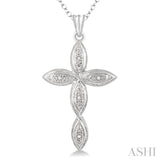 1/50 ctw Round Cut Diamond Infinity Cross Pendant in Sterling Silver with Chain
