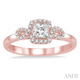 3/8 ctw Diamond Engagement Ring with 1/5 ct Princess Cut Center Stone in 14K Rose Gold
